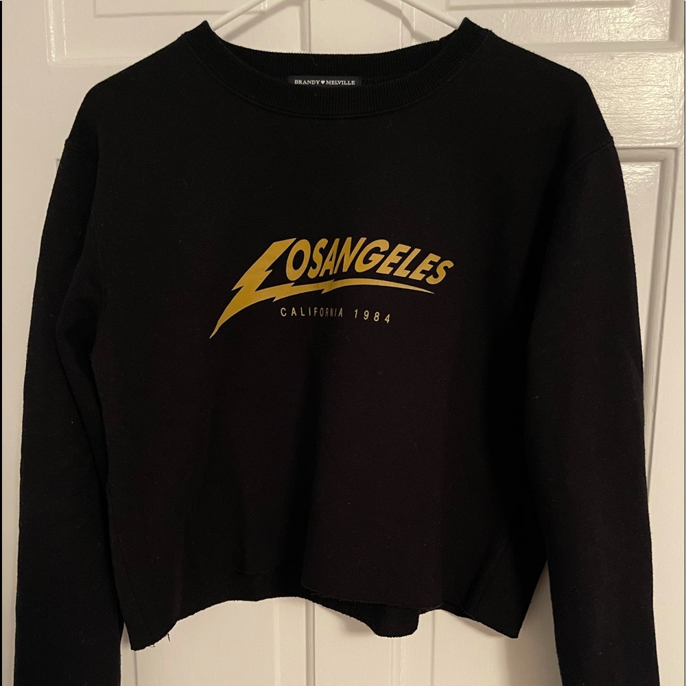 Brandy Melville black cropped crew neck, one size